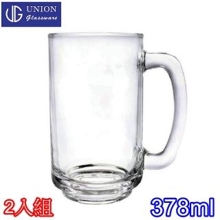 【泰國UNION】玻璃圓筒有柄啤酒杯378cc(二入組)