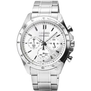 【SEIKO 精工】SEIKO精工 DAYTONA 三眼計時鋼帶錶-炫銀(SBTR009)