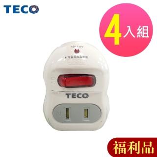 【TECO 東元】福利品4入組 單切2座2孔多功能擴充插座(XYFWPT12A)