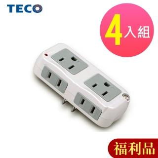 【TECO 東元】福利品4入組4座2+3孔擴充座(XYFWPM04A)