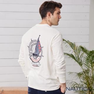 【NAUTICA】男裝Urban Necessity聯名 街頭復古LOGO長袖T恤(白色)