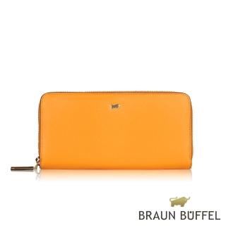 【BRAUN BUFFEL 德國小金牛】台灣總代理 奧菲莉亞-F1 拉鍊長夾-芒果雪酪色(BF693-602-MG)