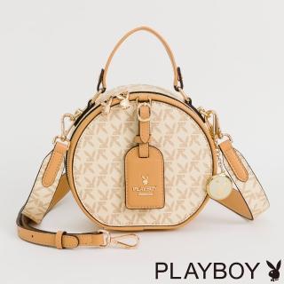 【PLAYBOY】圓形手提包附長背帶 小南法系列(米白色)