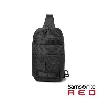 【Samsonite RED】WARFE 都會輕量織帶抗菌斜背包(黑色)