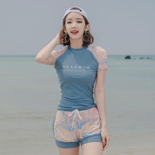 【TING BRA 婷姐內衣】女泳裝 兩件式 大尺碼 長袖裙裝/短袖短褲 兩件式泳衣(二款各3色 M-3XL)