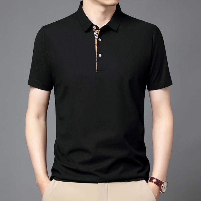【Billgo】格紋領華夫格素色POLO衫男短袖上衣-5色 L~4XL 基本款經典男T恤(質感、透氣、百搭)