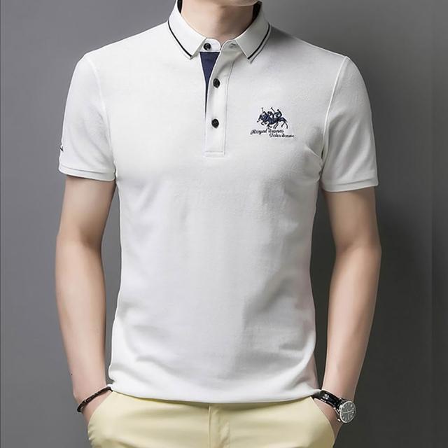 【Billgo】馬球刺繡男上衣短袖POLO衫 4色 M-3XL｜休閒男春夏棉質上衣 比爾購服飾(質感、親膚、百搭)