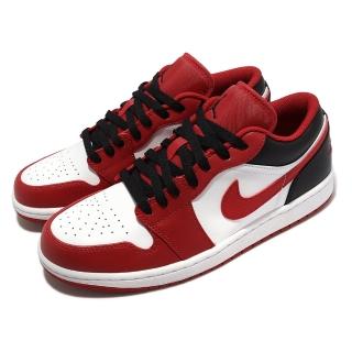 【NIKE 耐吉】休閒鞋 Air Jordan 1 Low 男鞋 紅 白 黑 Bulls 芝加哥 喬丹 1代 AJ1(553558-163)