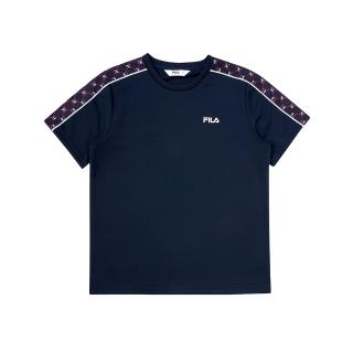 【FILA】KIDS 童復古老花圓領上衣-丈青(1TEV-8455-NV)