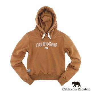 【California Republic】LOGO星際銀印花短版女連帽帽T