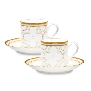 【NORITAKE】春頌淡黃金邊AD濃縮咖啡對杯(附贈禮盒)