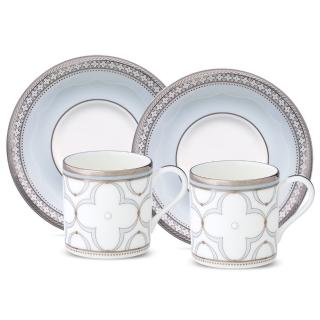 【NORITAKE】春頌淡藍銀邊AD濃縮咖啡對杯(附贈禮盒)