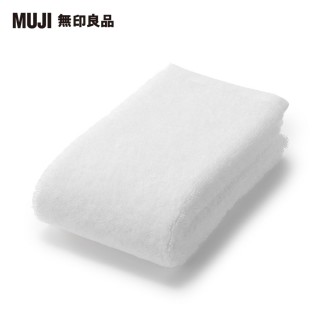 【MUJI 無印良品】棉圈絨面用巾/中厚型/附環扣/柔白(環扣為布環)