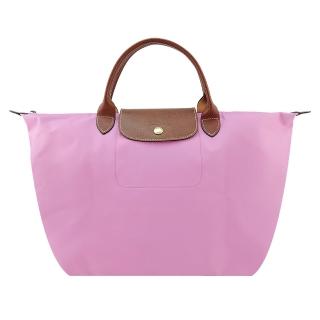 【LONGCHAMP】LE PLIAGE系列短把尼龍摺疊水餃包(展示品/中/粉紅)