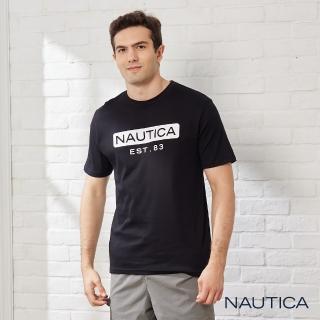 【NAUTICA】男裝 立體LOGO圖騰短袖T恤(黑色)