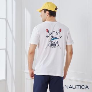 【NAUTICA】男裝 夏日船槳圖騰短袖T恤(白色)