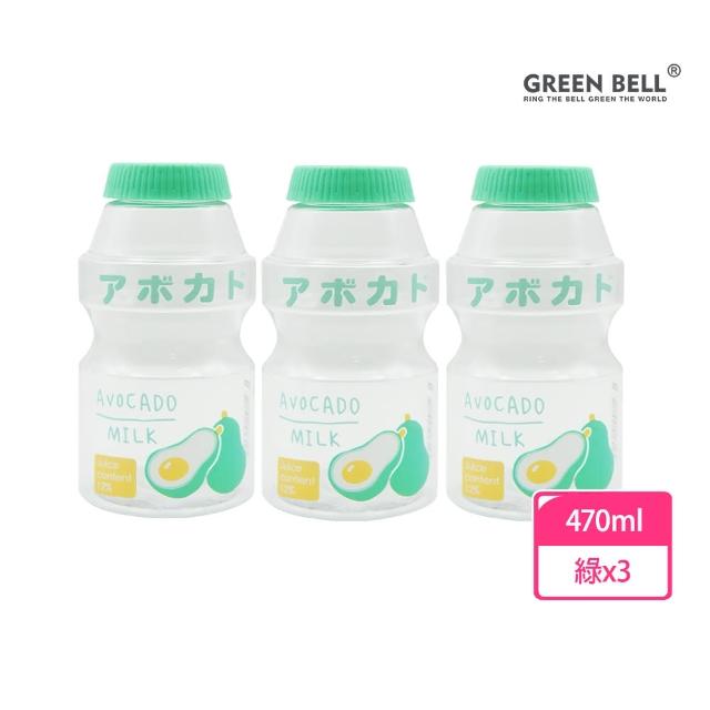 【GREEN BELL 綠貝】透明水果口愛多多瓶水壺470ml-附背帶3入組(兒童 幼兒 開學 可愛 耐摔 不含BPA)