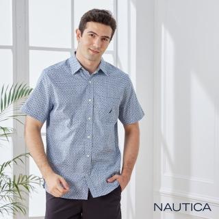 【NAUTICA】男裝滿版圓環短袖襯衫(藍色)