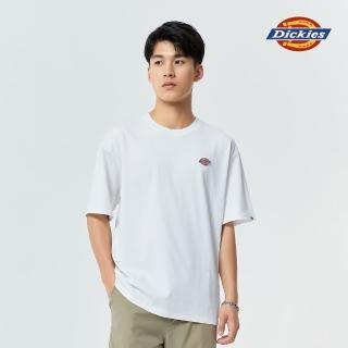 【Dickies】男女款白色純棉三色Logo短袖T恤｜DK010991C4D