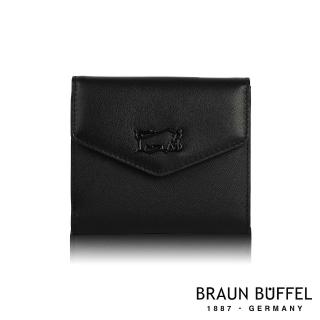 【BRAUN BUFFEL 德國小金牛】台灣總代理 SUPERSTAR-A 6卡兩折短夾-黑色(BF687-404-BK)