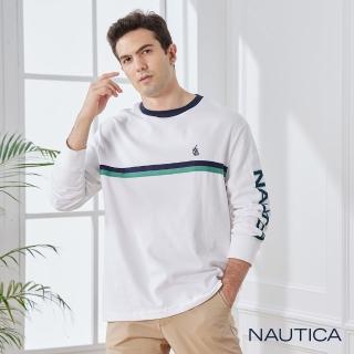 【NAUTICA】男裝時尚LOGO長袖T恤(白色)