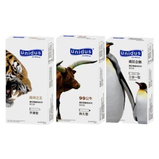 【UNIDUS】優您事 動物系列保險套-限量組合-3盒裝 36入(99公牛+瘋狂企鵝+森林之王)