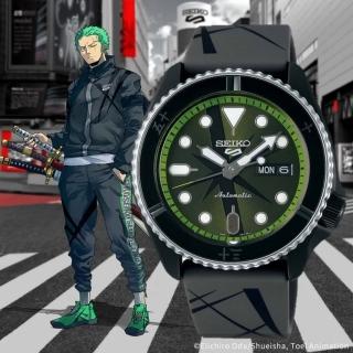 【SEIKO 精工】5 Sports X ONE PIECE 航海王 限量聯名款 海賊獵人索隆 機械腕錶(SRPH67K1/4R36-12A0G)