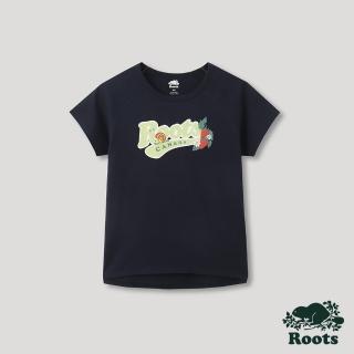 【Roots】Roots女裝-回歸根源系列 花園元素短袖T恤(藍色)