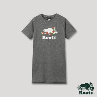 【Roots】Roots女裝-回歸根源系列 草莓海狸短袖洋裝(灰色)