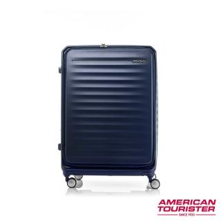 【AMERICAN TOURISTER 美國旅行者】25吋Frontec 1/9可擴充抗菌避震飛機輪PC硬殼登機箱(海軍藍)