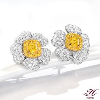 【禾美珠寶】0.48ct 天然濃彩黃彩鑽耳環SN900(Fancy Intense Yellow)