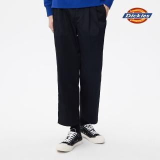 【Dickies】男款黑色打褶設計寬鬆九分褲｜DK011017BLK