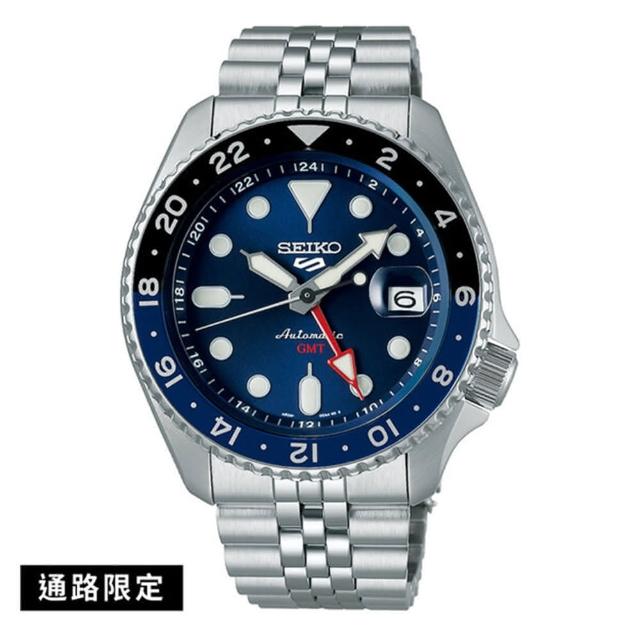 SEIKO 精工】5 Sports經典SKX GMT 不鏽鋼帶黑水鬼款(三款可選綜合賣場