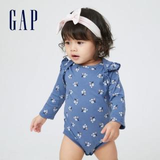 【GAP】嬰兒 布萊納系列 荷葉邊包屁衣(429588-藍底碎花)