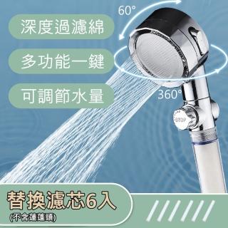 極致強力5μm過濾可調節水量螺旋激流三檔美肌蓮蓬頭-濾芯6入(不含蓮蓬頭)