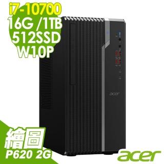 【Acer 宏碁】VS6670G I7-10700/16GB/512SSD+1TB/P620_2G/W10P(繪圖商用電腦)