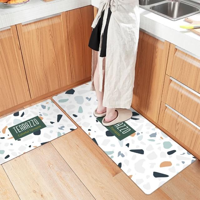 【半島良品】買1長送2短-防油防水減壓皮革廚房地墊120x45+75x45cm(多款選 台灣環保印刷)
