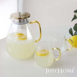 【Just Home】黛爾文耐熱玻璃一壺兩杯組(壺+馬克杯)