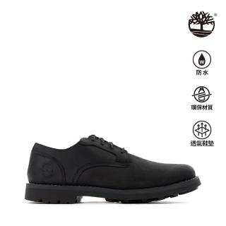 【Timberland】男款黑色全粒面皮革防水緩震Crestfield牛津鞋(A5MJ8015)