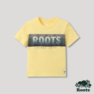 【Roots】Roots 大童- 山林漫步系列 漸層裂紋LOGO短袖T恤(陽光黃)