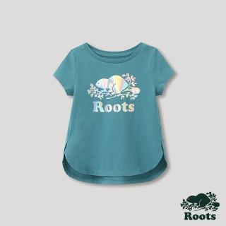 【Roots】Roots 小童- 山林漫步系列 彩色反光海狸LOGO短袖T恤(翠雀花藍色)