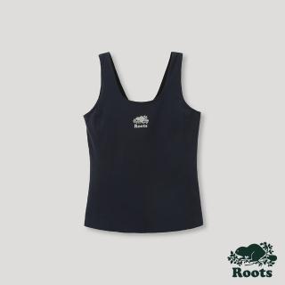 【Roots】Roots 女裝- 山林漫步系列 海狸LOGO合身短版背心(藍色)