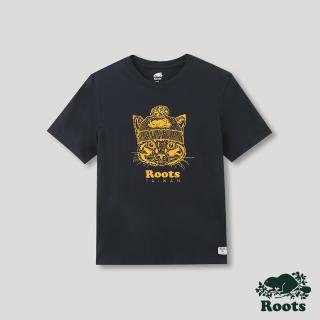 【Roots】Roots 男裝- 台灣日系列 毛孩元素短袖T恤(藍色)