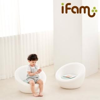 【Ifam】兒童小沙發椅-經典白(附湖水藍坐墊)
