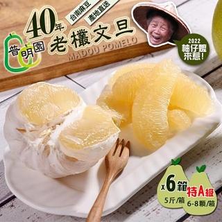【普明園】麻豆文旦-40年特A級老欉文旦禮盒-5斤x6箱(約6-8顆/箱 8/10起依序出貨)