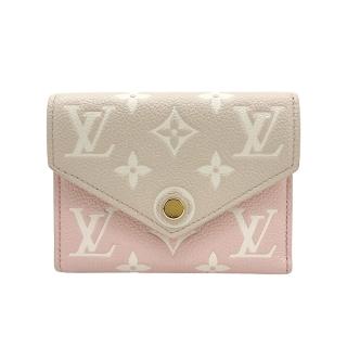 【Louis Vuitton 路易威登】Victorine 帆布漸層釦式短夾(紅玫米黃雙色)