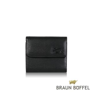 【BRAUN BUFFEL 德國小金牛】台灣總代理 索內特-1 9卡三折短夾-黑色(BF691-414-BK)