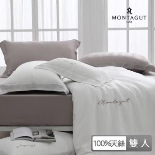 【MONTAGUT 夢特嬌】300織紗100%天絲刺繡薄被套床包組-月牙褐(雙人)