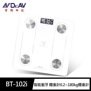 【Dr.AV 聖岡科技】BT-102i智能藍牙 體重計0.2~180kg體重計(夜視冷光 防撞圓角 數據分析)