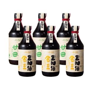 【豆油伯】薄鹽香甜醬油推薦組(甘田醬油500mlx3+金豆醬油500mlx3)